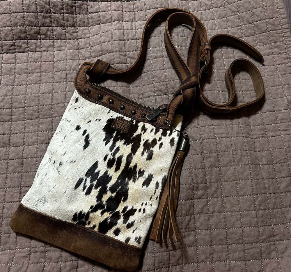 STS Ranchwear Cowhide Crossbody Bag Brown Leather Hair-on-Hide Concealed